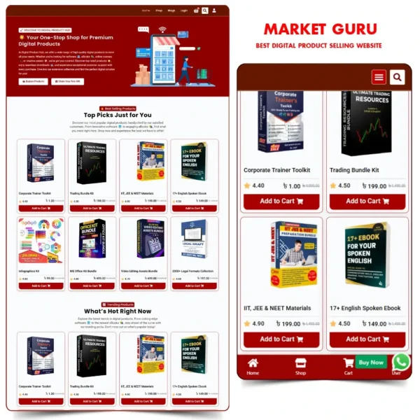 Digital Product Website – আপনার ডিজিটাল মার্কেটপ্লেস, এক প্ল্যাটফর্মে সব কিছু!